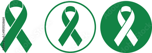 Mental health awareness ribbon icon set, clean vector symbols of awareness ribbons promoting mental health support wellbeing advocacy and social awareness campaigns.