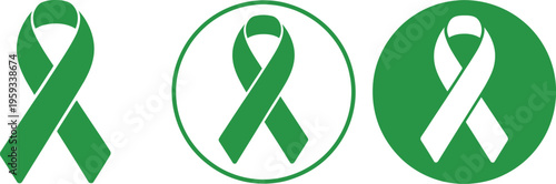 Mental health awareness ribbon icon set, minimalist collection of support and awareness ribbons representing mental health advocacy compassion and community care design.