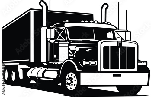 American heavy truck vector ( stencil style) EPS artwork