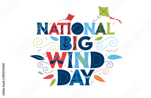 Windy Weather Abstract Swirls Vector, National Big Wind Day Concept Illustration