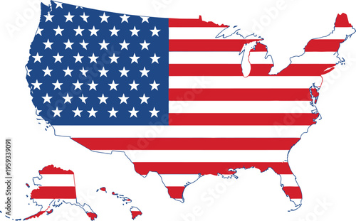 American flag map of the united states of america