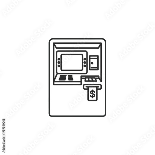 Automated Bank Teller Machine with Cash Dispenser and Digital Screen