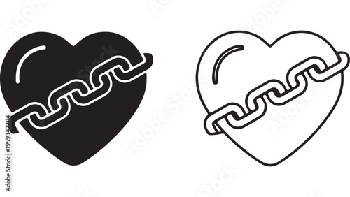 Heart shape with chain link outline