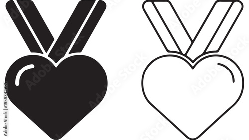 Heart medal icon with transparent background