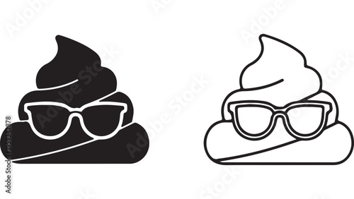 Cool poop icon with sunglasses