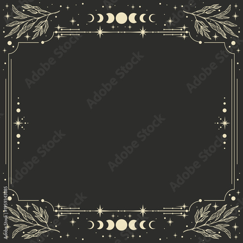 Magic vector frame . Mystic frame for tarot, esoteric, astrology design. Template for poster and prints.