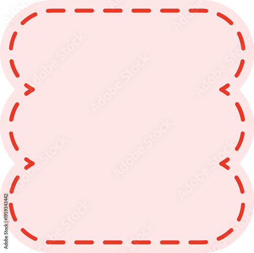 Sticker Label Shape Set, Dashed Cut Line Frames Collection, Rounded Geometric Badge Template Pack