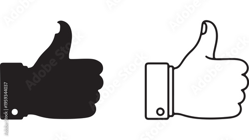 Thumbs up icon set with transparent background