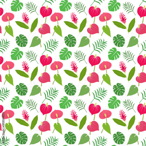 Colorful tropical plant seamless pattern