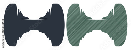 Two contrasting dumbbells, one solid and one textured, representing choice in fitness