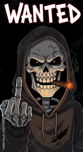 Edgy Skeleton and Grim Reaper Illustrations with Sarcastic Quotes, Dark Urban Streetwear Graphic Design