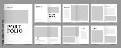 Minimalist portfolio layout. Portfolio brochure template design. Vector
