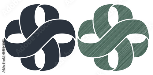 Interlocking abstract shapes symbolizing connection and complexity