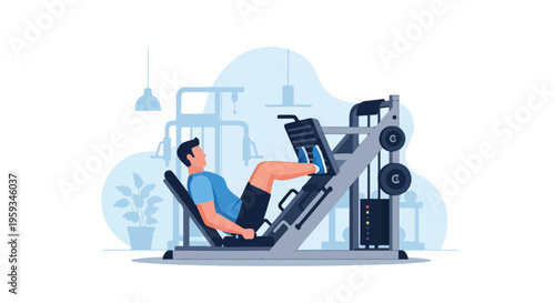 Man Using Leg Press Machine in Gym Bodybuilding  Leg Strength Training Workout