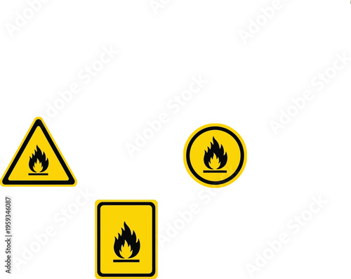 Warning signs for flammable materials