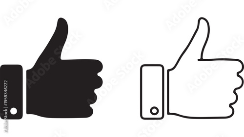 Thumbs up icon set with transparent background