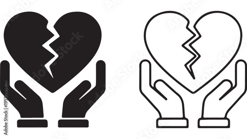 Broken heart in hands symbol of loss and healing