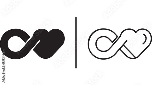 Infinity symbol with heart shape with transparent background