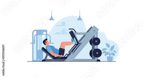 Man Workout Leg Press Machine in Gym Bodybuilding Strength Training 