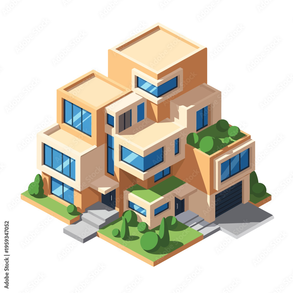 Fototapeta premium Modern multi-story residential building design.