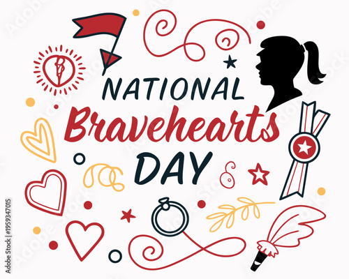 Brave and Strong Silhouette Vector Illustration for National Bravehearts Day