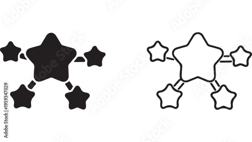 Star network icon with transparent background