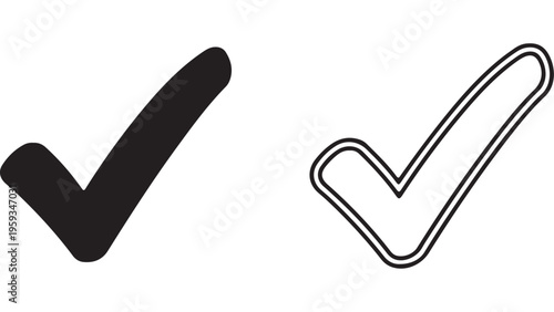Checkmark symbol in black and outline styles