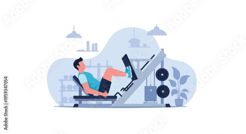 Man Training Leg Press Machine in Gym Bodybuilding Strength Training Workout