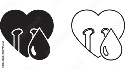 Heart with tears outline and solid style