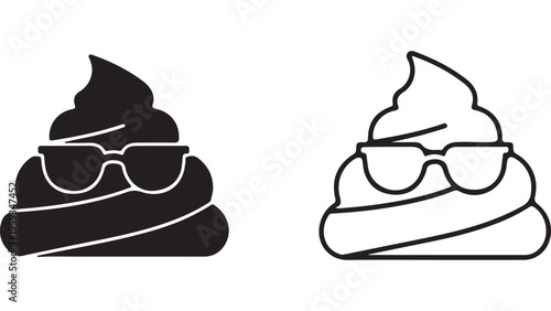 Cool poop icon with sunglasses