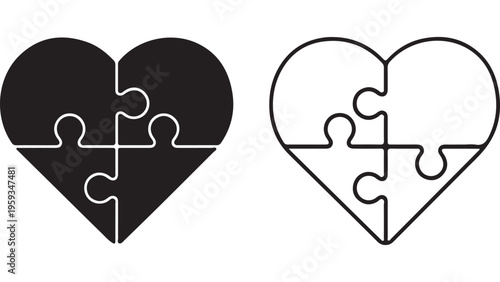 Heart puzzle pieces with transparent background