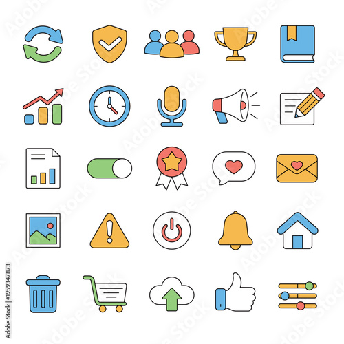 웹 앱 인터페이스 벡터 아이콘 세트