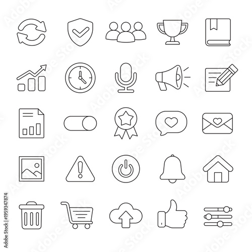 웹 앱 인터페이스 벡터 아이콘 세트