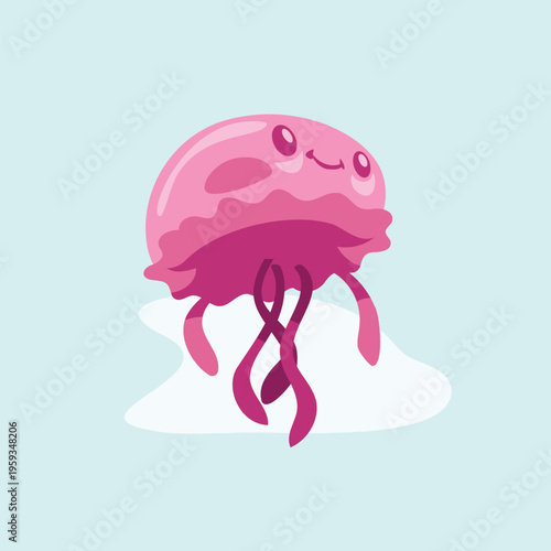 Cute Pink Jellyfish Walking