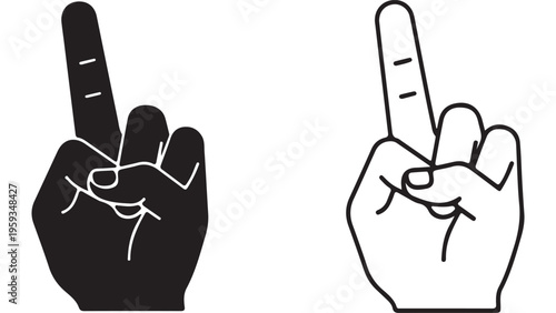 Hand gesture one finger up isolated