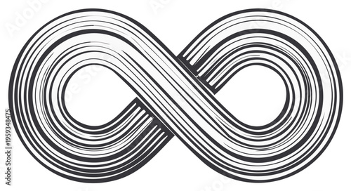 Stylized Infinity Symbol with Swirling Lines and Continuous Motion
