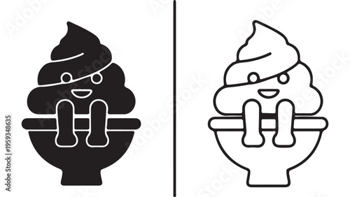 Smiling poop icon with transparent background