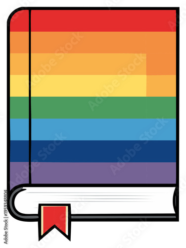Colorful Rainbow Striped Hardcover Book with Bookmark - Illustration