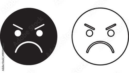 Angry face icon with transparent background