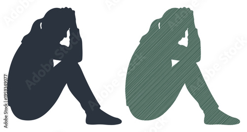 Silhouette of a distressed person sitting with head in hands, conveying feelings of sadness and isolation.