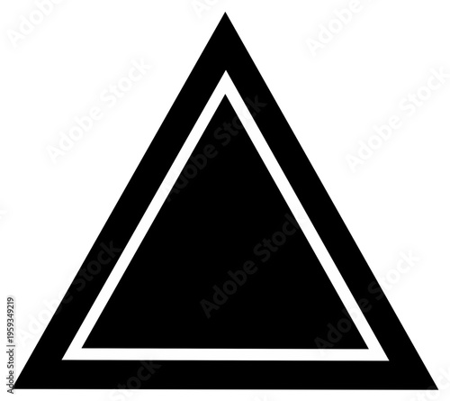 Double Bordered Black Triangle Illustration on White Canvas Minimalist Triangle Design Vector Geometric Shape