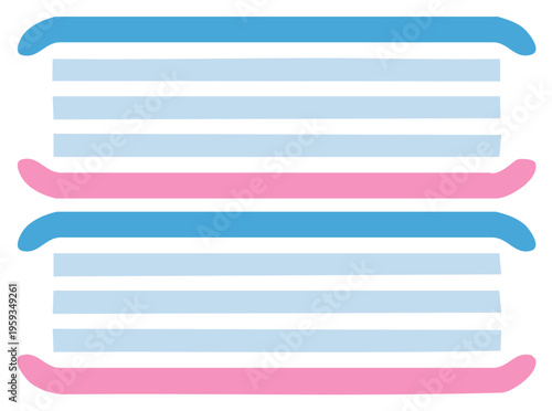 Stack of Paper or Fabric Layers in Blue, Pink, and White Tones