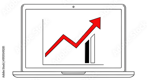Vector laptop with business graph icon