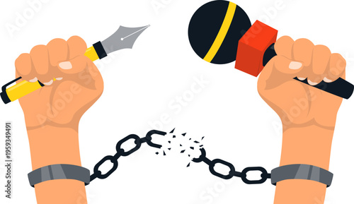 World press freedom illustration. Journalism, news, media, speak up vector isolated