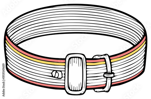 Retro striped fabric watch strap with silver buckle and adjustable buckle closure