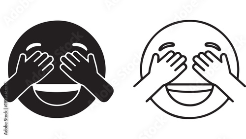 Laughing face with hands over eyes