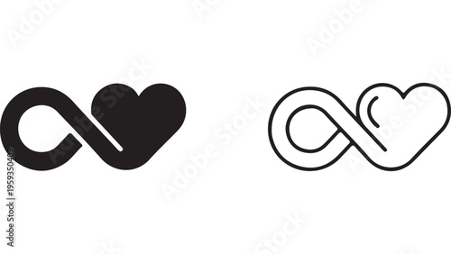 Infinity symbol with heart shape for love and eternity