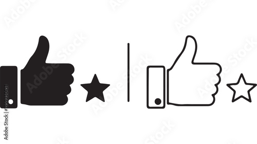 Like and star icons with transparent background