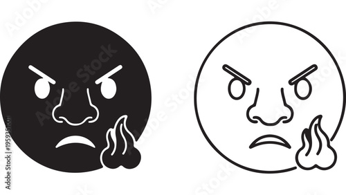 Angry face icon with transparent background