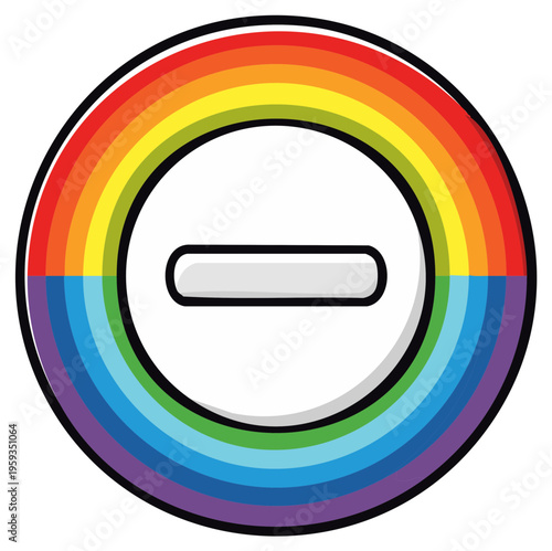 Rainbow ring with minus symbol inside, colorful design, pride and equality concept